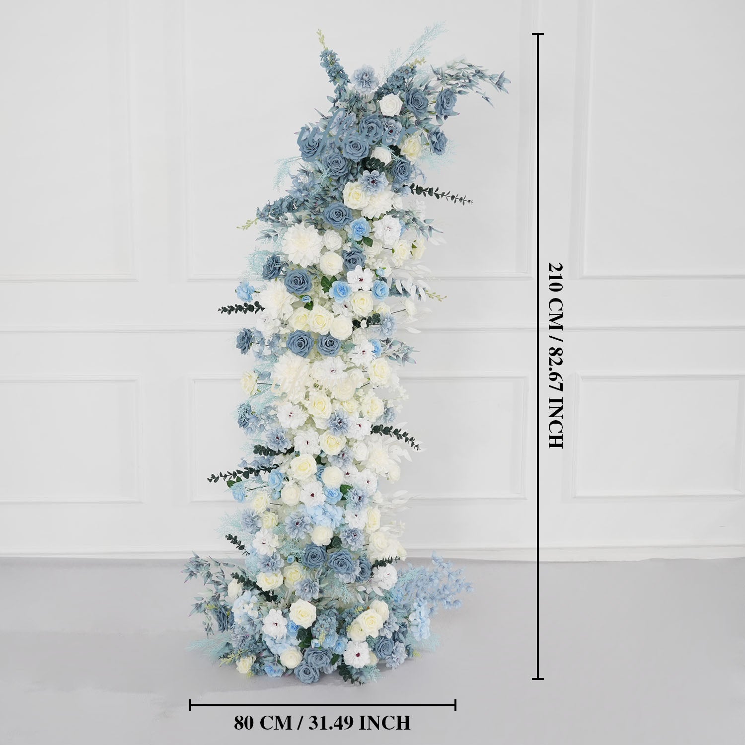 Uflower Blue White Floral Horn Arch Wedding Party Backdrop Decor
